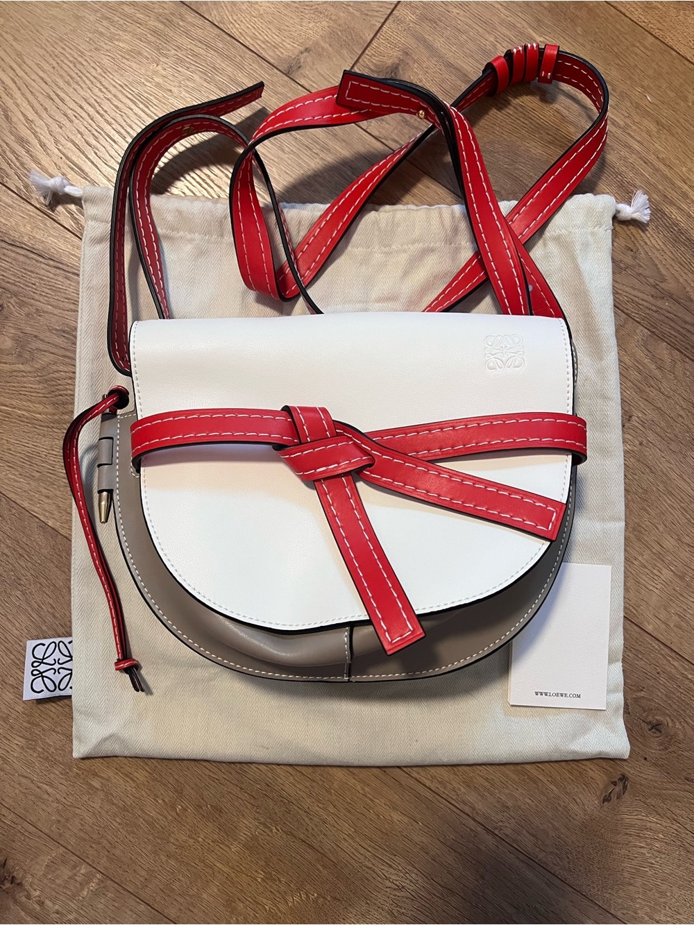 Loewe Gate Crossbody Bag Multicolored White, Taupe & Red